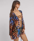 ONE TEASPOON Womens Tropical Chiffon Beach Cover Up Tie Top - Multi, WOMENS TOPS & SHIRTS, OneTeaspoon, Elwood 101