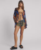 ONE TEASPOON Womens Tropical Chiffon Beach Cover Up Tie Top - Multi, WOMENS TOPS & SHIRTS, OneTeaspoon, Elwood 101