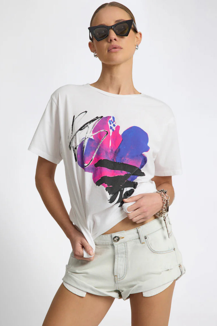 ONE TEASPOON Womens Art Boyfriend Tee in White