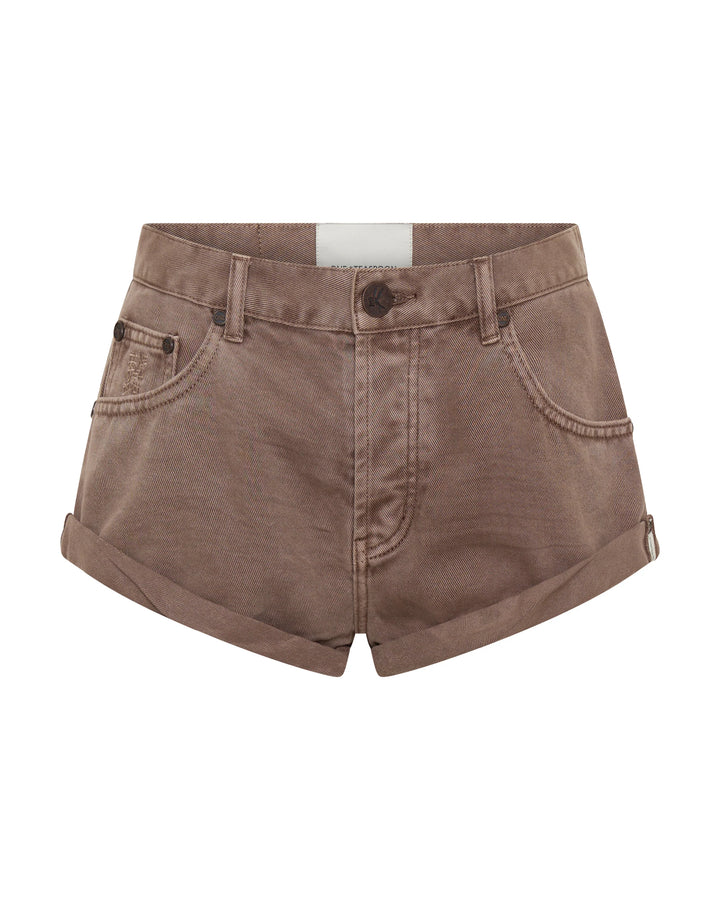 ONE TEASPOON Womens Bandits Low Waist Denim Shorts in Espresso Brown, WOMENS SHORTS, OneTeaspoon, Elwood 101