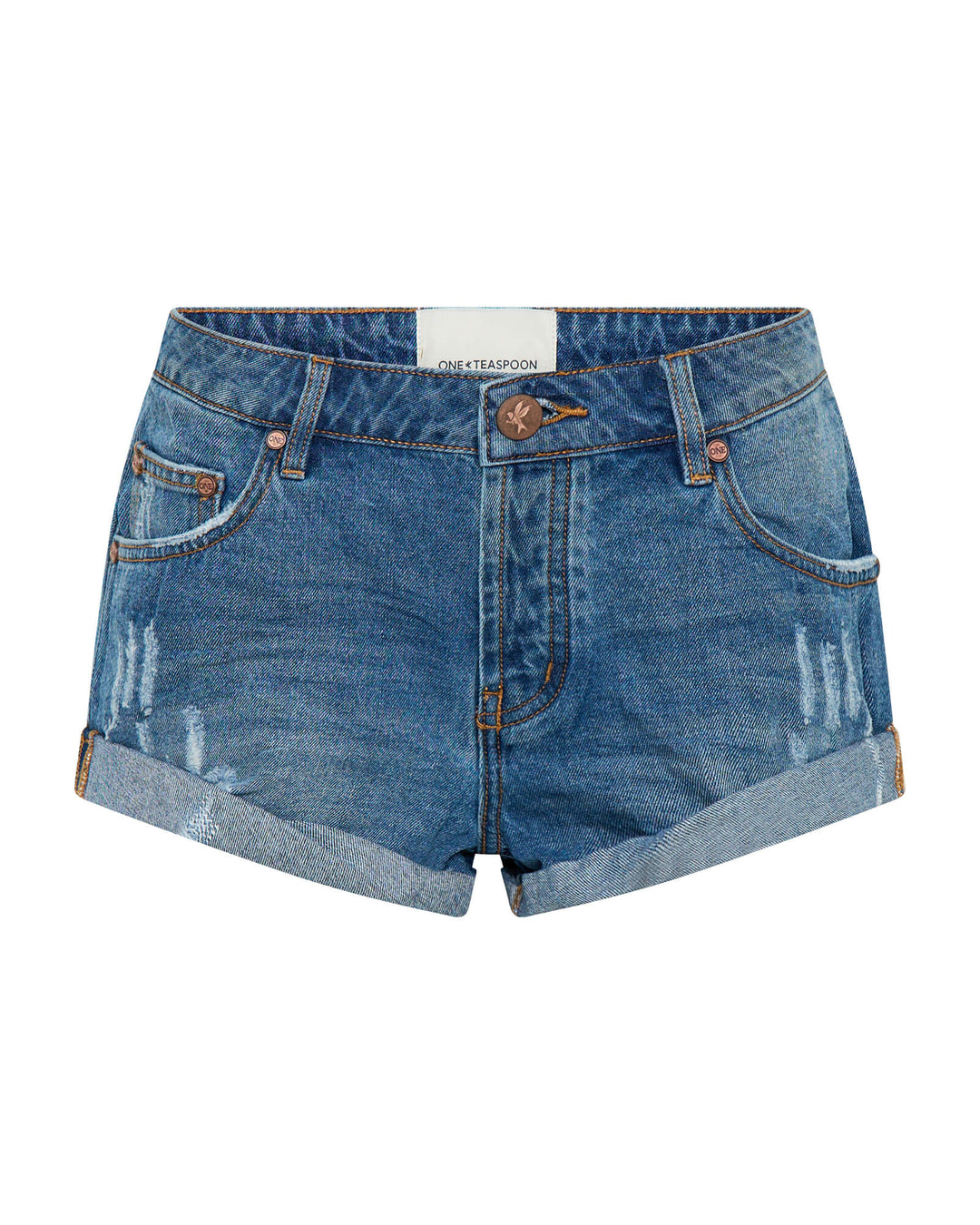 ONE TEASPOON Womens Bandits Low Waist Denim Shorts in Pacifica Blue