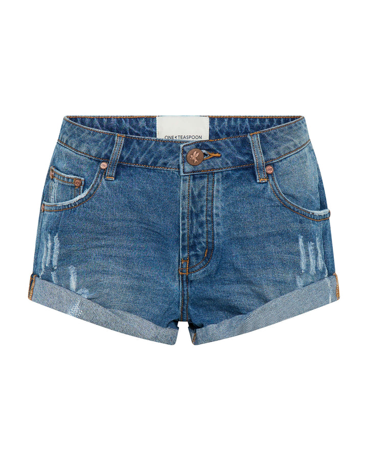 ONE TEASPOON Womens Bandits Low Waist Denim Shorts in Pacifica Blue
