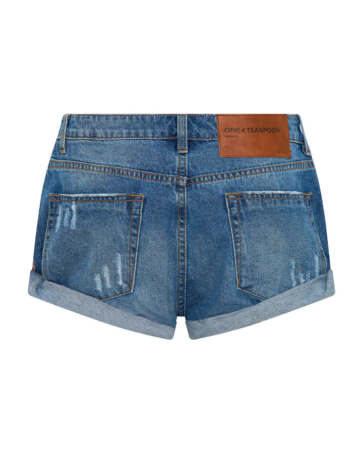 ONE TEASPOON Womens Bandits Low Waist Denim Shorts in Pacifica Blue