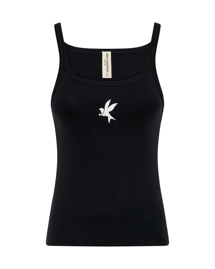 ONE TEASPOON Womens Black One Teaspoon Fine Rib Singlet - Black, WOMENS TEES & TANKS, OneTeaspoon, Elwood 101