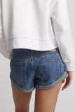 ONE TEASPOON Womens Blue Love Notched Bandit Low Waist Denim Shorts - Blue Love, WOMENS SHORTS, OneTeaspoon, Elwood 101