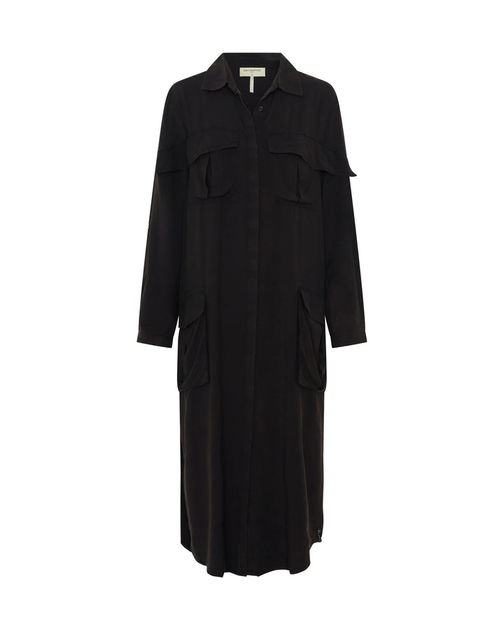 ONE TEASPOON Womens Crushed Midi Shirt Dress in Black, WOMENS DRESSES, OneTeaspoon, Elwood 101