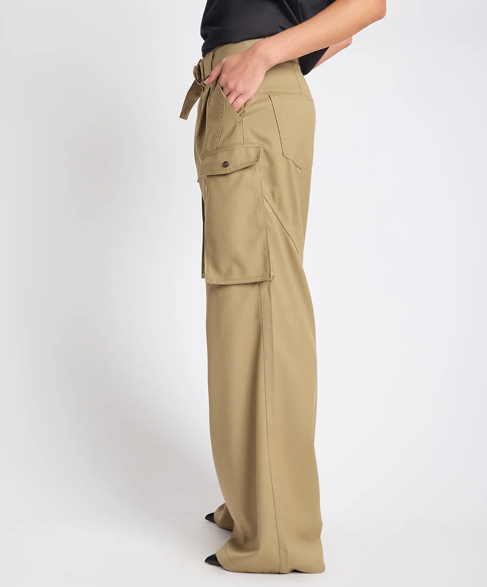 ONE TEASPOON Womens Elemental Tencel High Waist Cargo Pants in Khaki, WOMENS PANTS, OneTeaspoon, Elwood 101