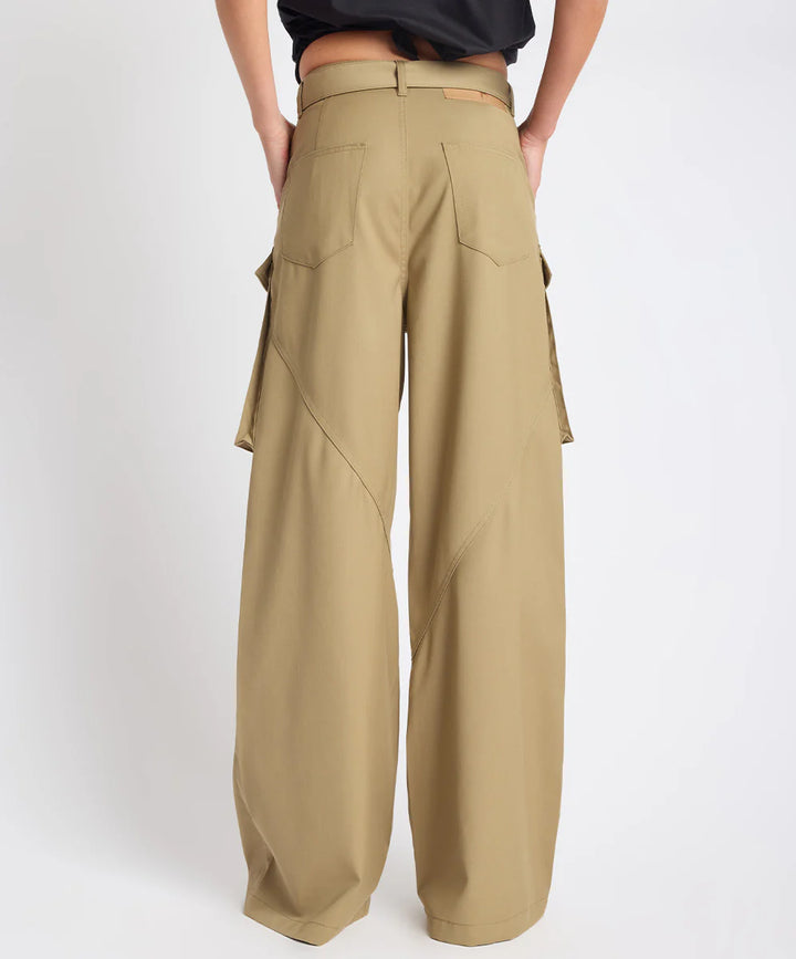ONE TEASPOON Womens Elemental Tencel High Waist Cargo Pants in Khaki, WOMENS PANTS, OneTeaspoon, Elwood 101