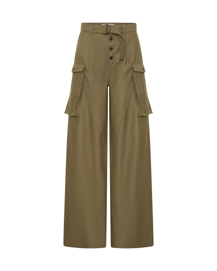 ONE TEASPOON Womens Elemental Tencel High Waist Cargo Pants in Khaki, WOMENS PANTS, OneTeaspoon, Elwood 101