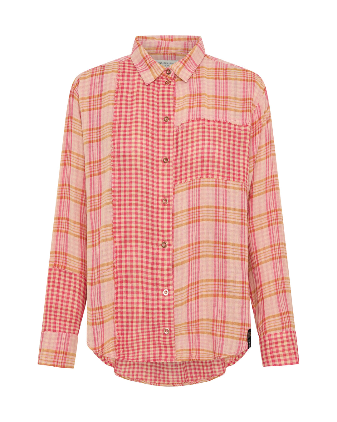 ONE TEASPOON Womens Flannel Checked Cotton Muslin Shirt in Pink Check