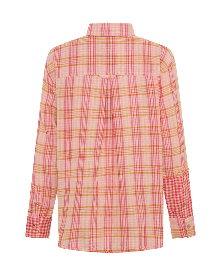 ONE TEASPOON Womens Flannel Checked Cotton Muslin Shirt in Pink Check
