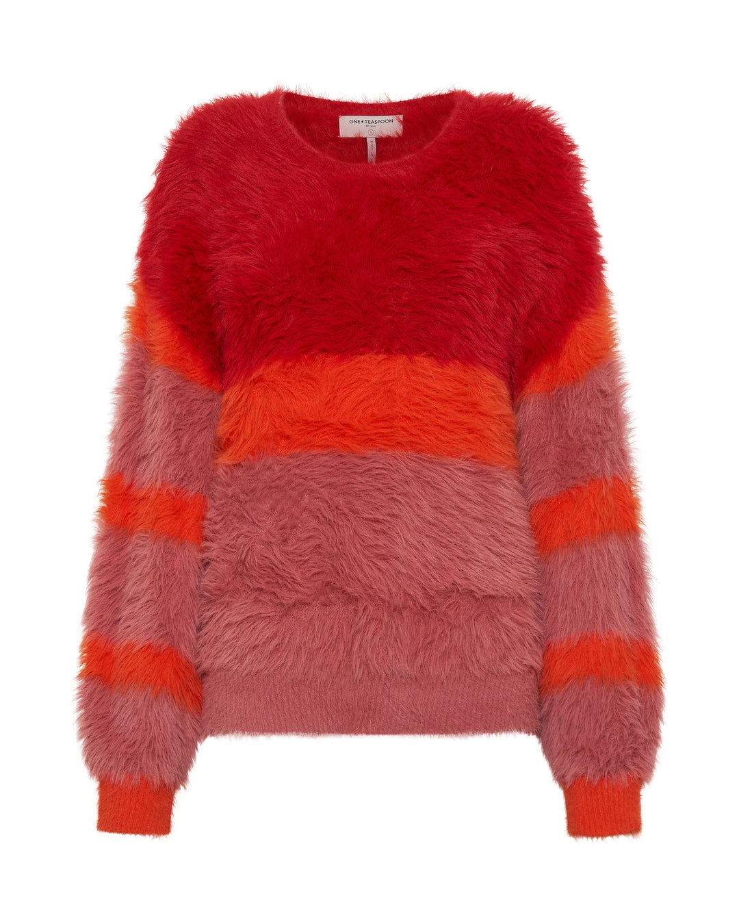 ONE TEASPOON Womens Fluffy Colour Block Sweater - Sunset, WOMENS KNITS & SWEATERS, OneTeaspoon, Elwood 101
