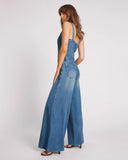 ONE TEASPOON Womens Gritty Blue Freida Fit n Flare Denim Jumpsuit - Gritty Blue, WOMENS JUMPSUITS & OVERALLS, OneTeaspoon, Elwood 101