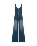 ONE TEASPOON Womens Gritty Blue Freida Fit n Flare Denim Jumpsuit - Gritty Blue, WOMENS JUMPSUITS & OVERALLS, OneTeaspoon, Elwood 101