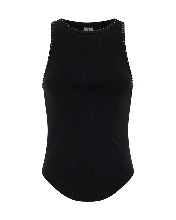 ONE TEASPOON Womens Hand Beaded Ramone Tank - Black, WOMENS TEES & TANKS, OneTeaspoon, Elwood 101