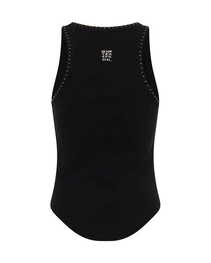 ONE TEASPOON Womens Hand Beaded Ramone Tank - Black, WOMENS TEES & TANKS, OneTeaspoon, Elwood 101