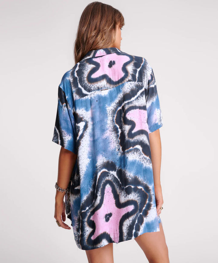 ONE TEASPOON Womens Hand Painted Floral Short Sleeve Shirt - Multi, WOMENS TOPS & SHIRTS, OneTeaspoon, Elwood 101