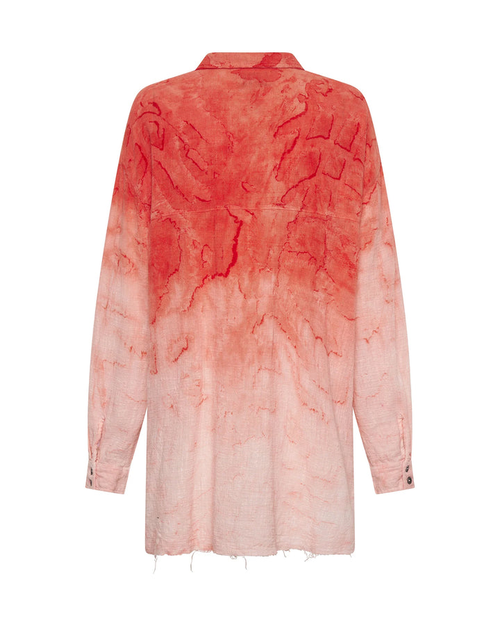 ONE TEASPOON Womens Hand Painted Sunset Muslin Longline Shirt - Coral, WOMENS TOPS & SHIRTS, OneTeaspoon, Elwood 101