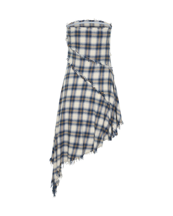 ONE TEASPOON Womens Heart Of Glass Asymmetrical Flannel Mini Dress in Blue & White Check, WOMENS DRESSES, OneTeaspoon, Elwood 101
