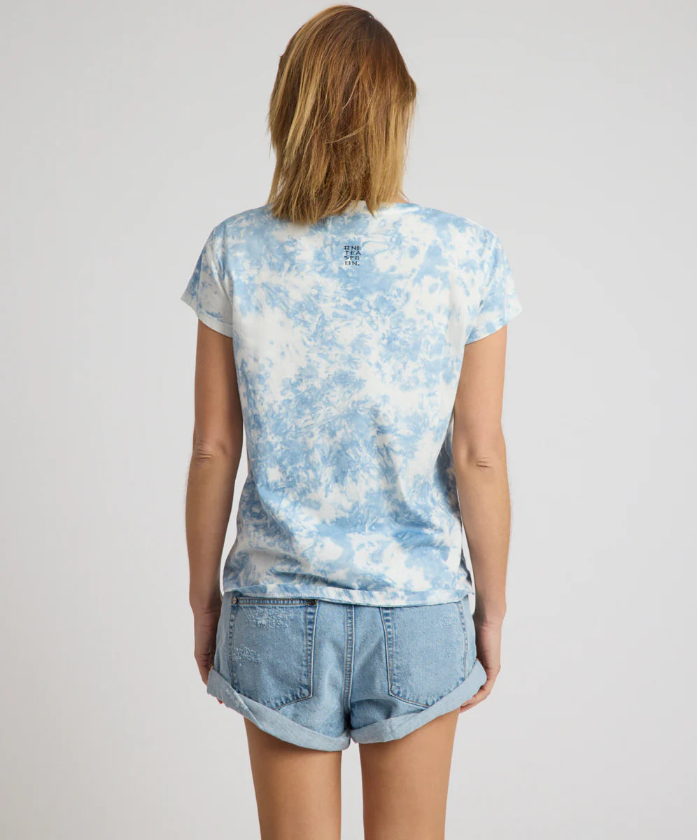 ONE TEASPOON Womens Heart Tie Dye Classic Tee in Faded Blue, WOMENS TEES & TANKS, OneTeaspoon, Elwood 101