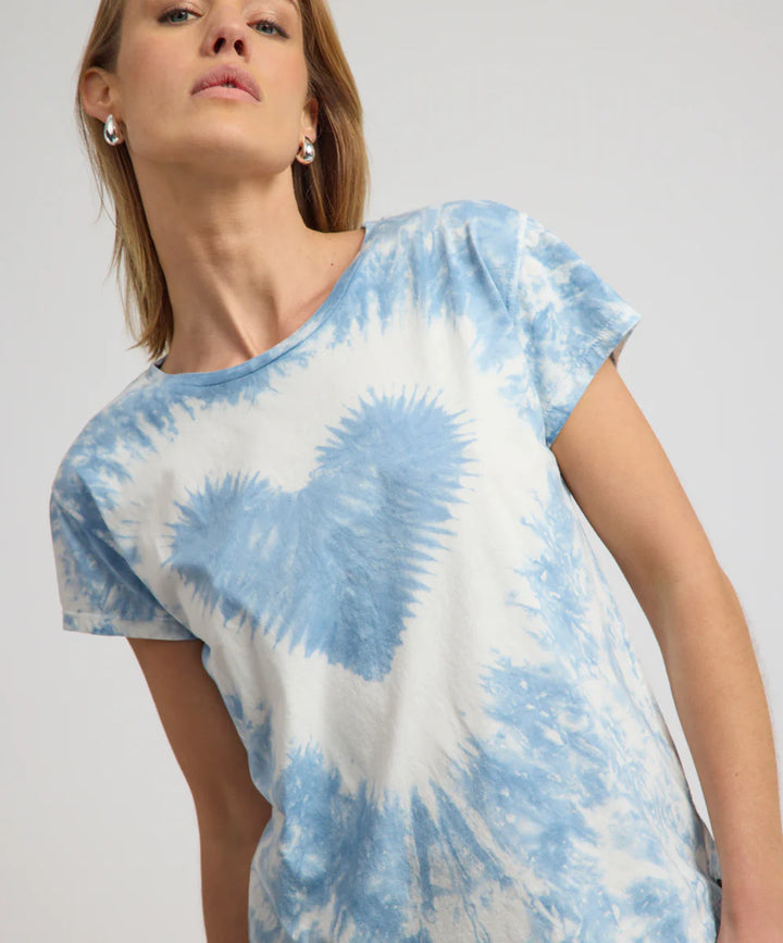ONE TEASPOON Womens Heart Tie Dye Classic Tee in Faded Blue, WOMENS TEES & TANKS, OneTeaspoon, Elwood 101