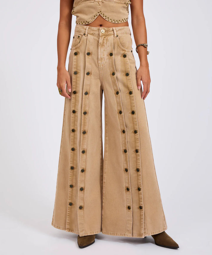 ONE TEASPOON Womens Hollywoods High Waist Wide Leg Denim Jeans in Warm Tan, WOMENS DENIM, OneTeaspoon, Elwood 101