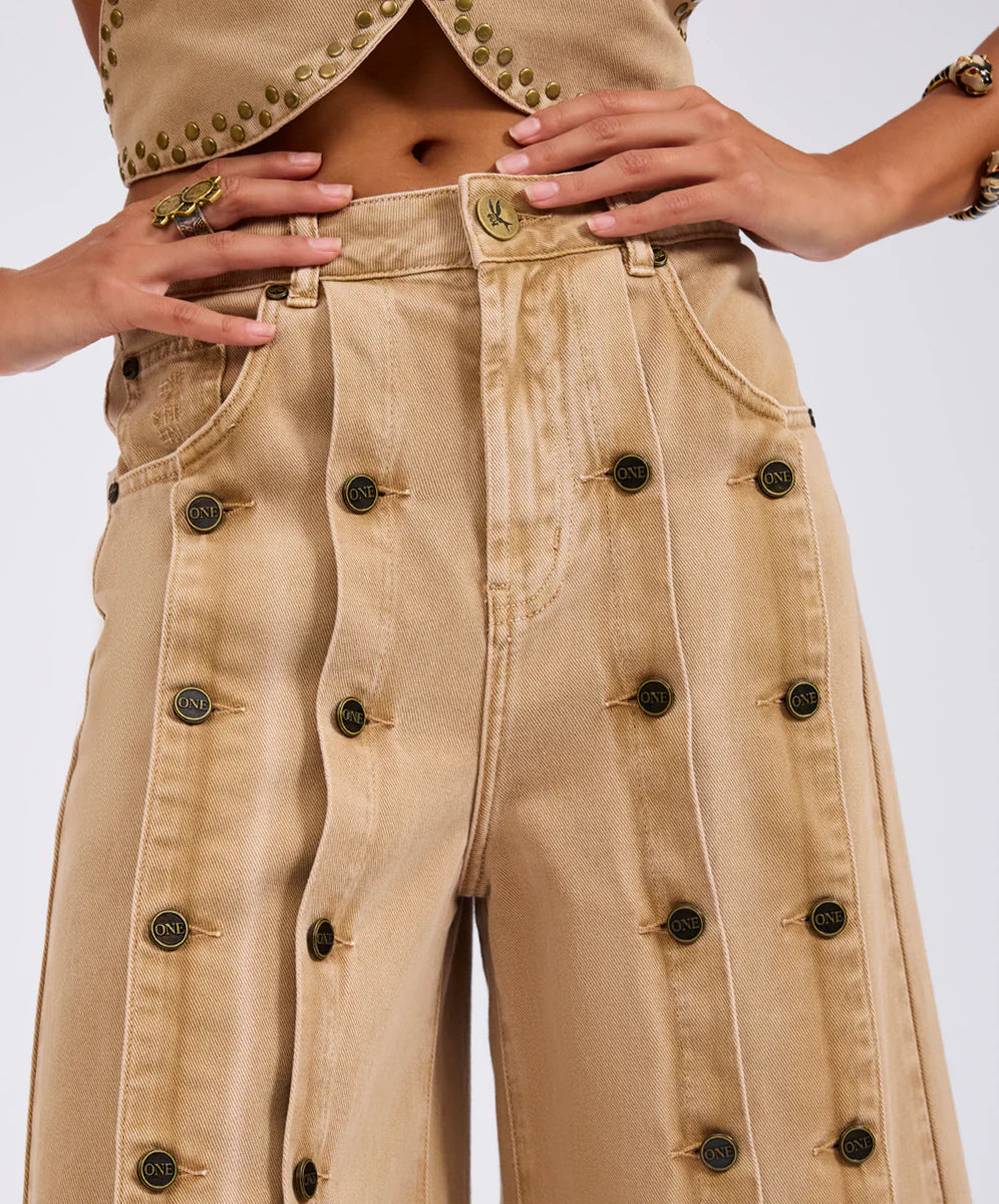 ONE TEASPOON Womens Hollywoods High Waist Wide Leg Denim Jeans in Warm Tan, WOMENS DENIM, OneTeaspoon, Elwood 101