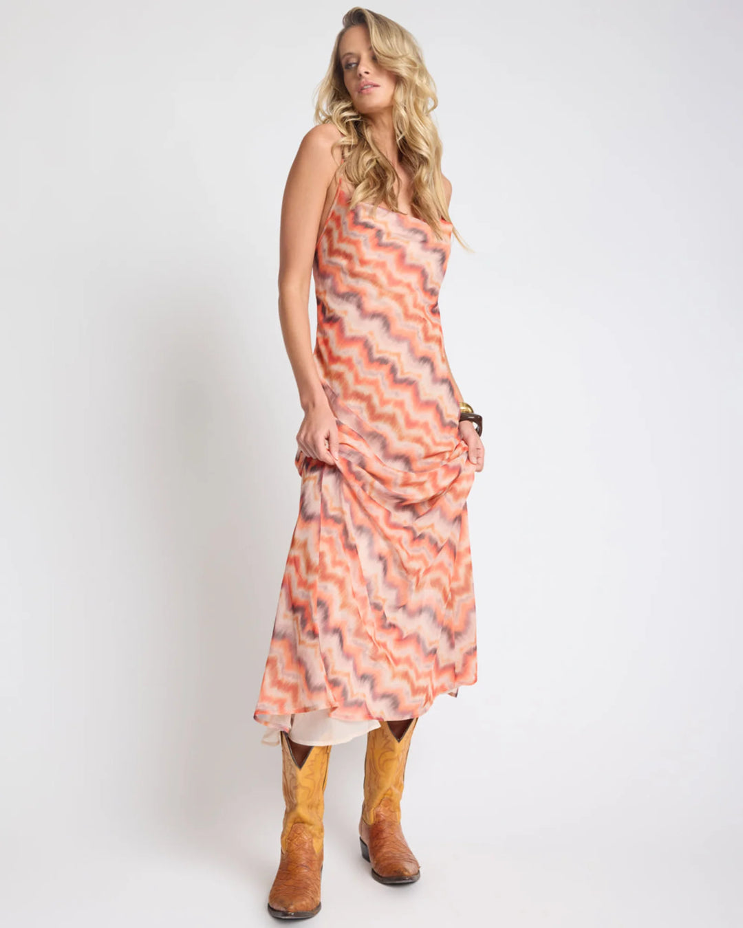 ONE TEASPOON Womens Jagger Sheer Slip Maxi Dress in Sunset Chevron Print, WOMENS DRESSES, OneTeaspoon, Elwood 101