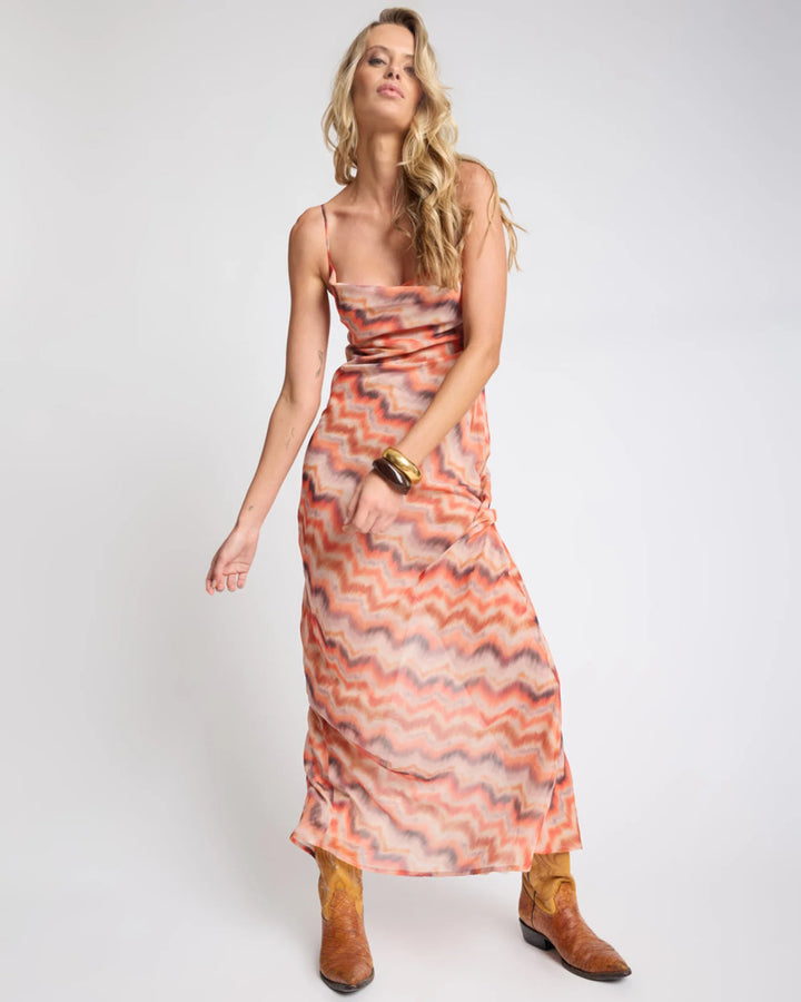 ONE TEASPOON Womens Jagger Sheer Slip Maxi Dress in Sunset Chevron Print, WOMENS DRESSES, OneTeaspoon, Elwood 101