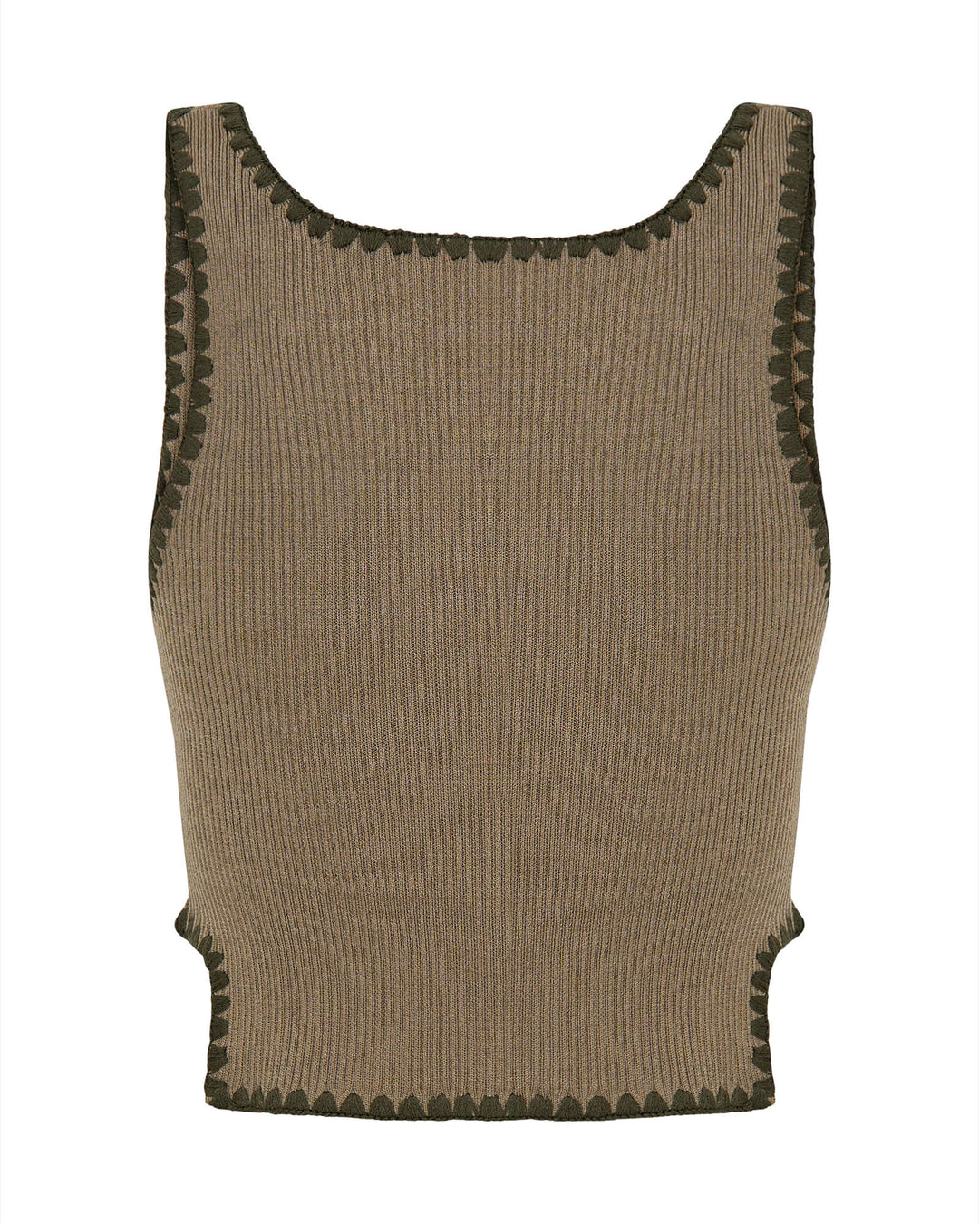 ONE TEASPOON Womens Knitted Scallop Tank - Khaki, WOMENS TOPS & SHIRTS, OneTeaspoon, Elwood 101
