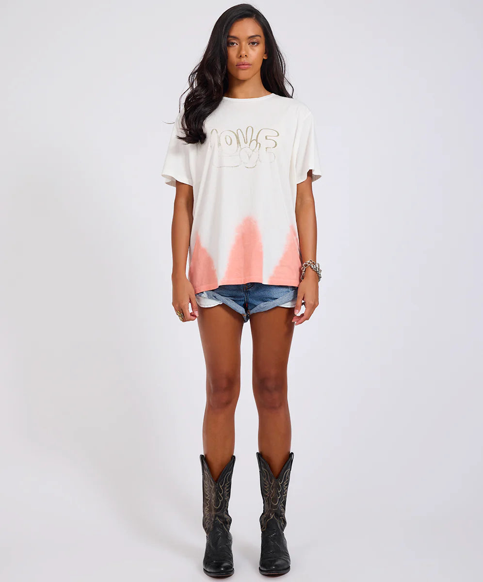 ONE TEASPOON Womens Love Dip Dye Boyfriend Tee in White
