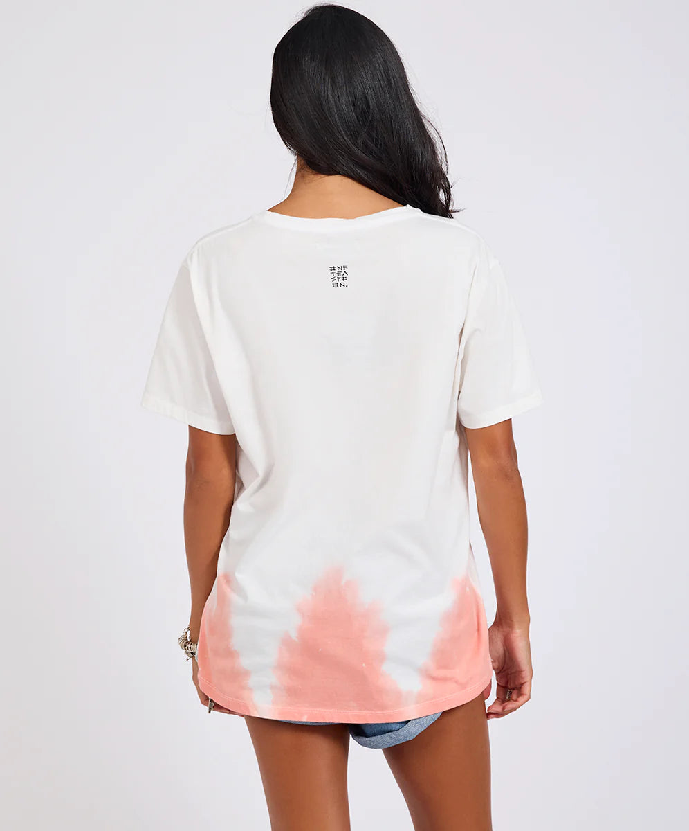 ONE TEASPOON Womens Love Dip Dye Boyfriend Tee in White