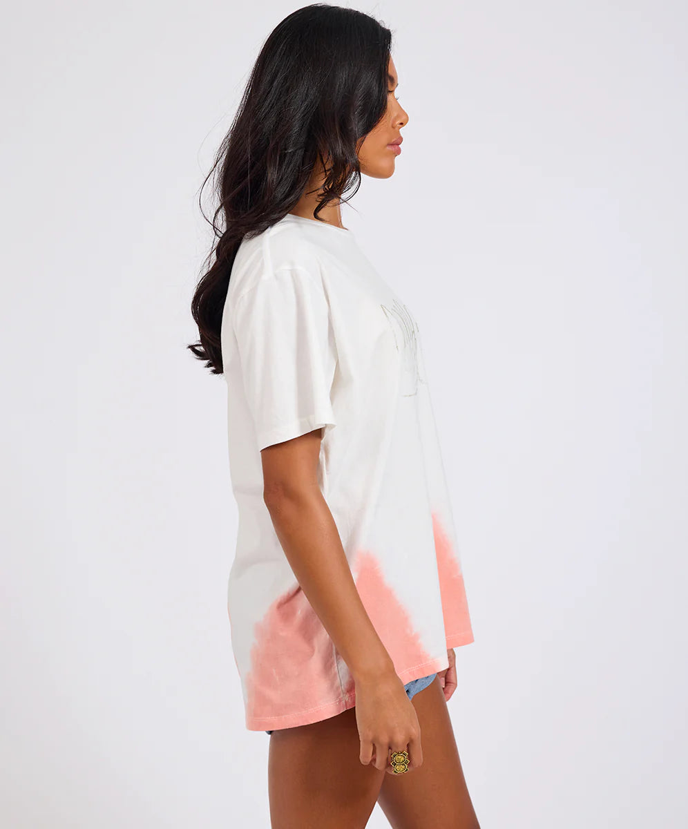 ONE TEASPOON Womens Love Dip Dye Boyfriend Tee in White