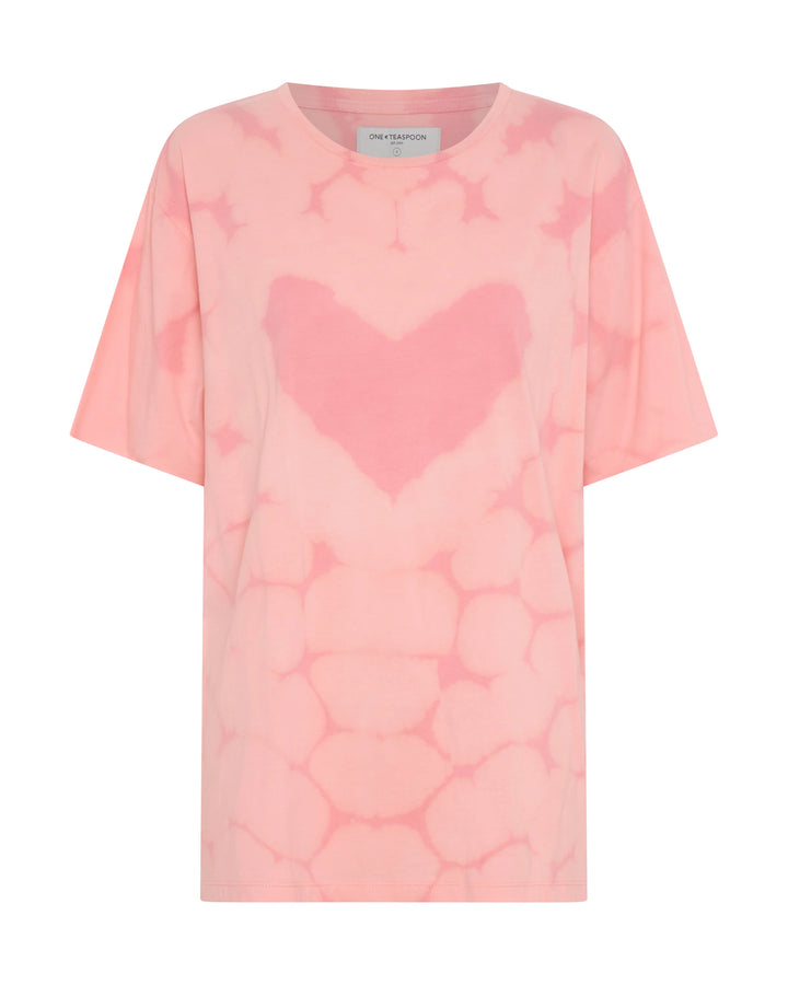 ONE TEASPOON Womens Love Sweat Tie Dye Boyfriend Tee - Pale Pink, WOMENS TEES & TANKS, OneTeaspoon, Elwood 101