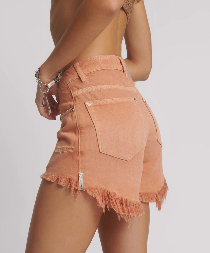 ONE TEASPOON Womens Malta Bonitas High Waist Denim Shorts - Orange, WOMENS SHORTS, OneTeaspoon, Elwood 101