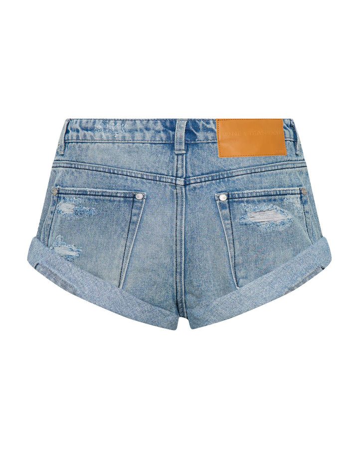 ONE TEASPOON Womens Messed Up Bandits Low Waist Denim Shorts in Salty Dog Blue
