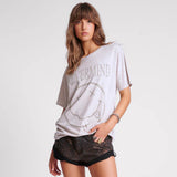 ONE TEASPOON Womens Nevermind Hand Dyed Raindrop Boyfriend Tee - Stone, WOMENS TEES & TANKS, OneTeaspoon, Elwood 101