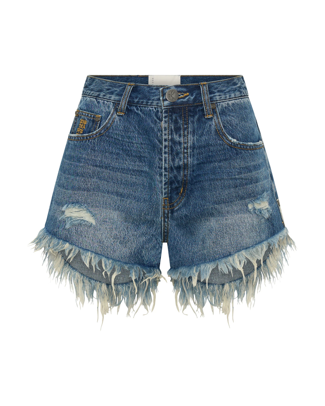 ONE TEASPOON Womens Outlaws Mid Waist Mid Length Denim Shorts in Blue Love