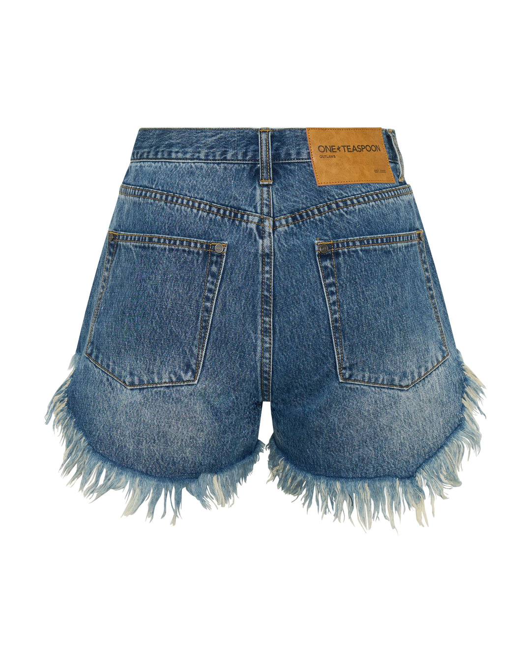 ONE TEASPOON Womens Outlaws Mid Waist Mid Length Denim Shorts in Blue Love