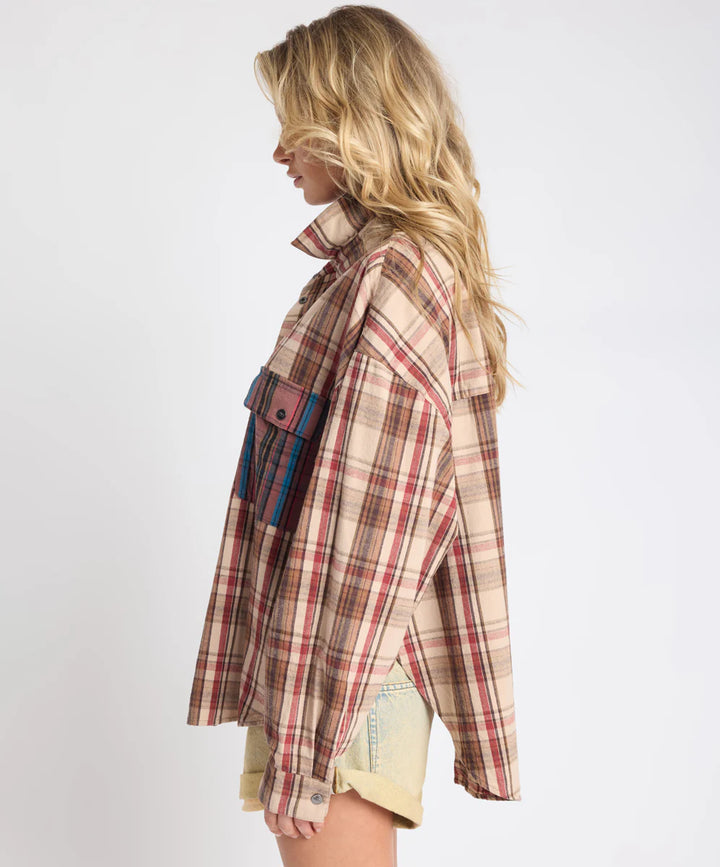 ONE TEASPOON Womens Prairie Check Daria Shirt in Sand Check, WOMENS TOPS & SHIRTS, OneTeaspoon, Elwood 101