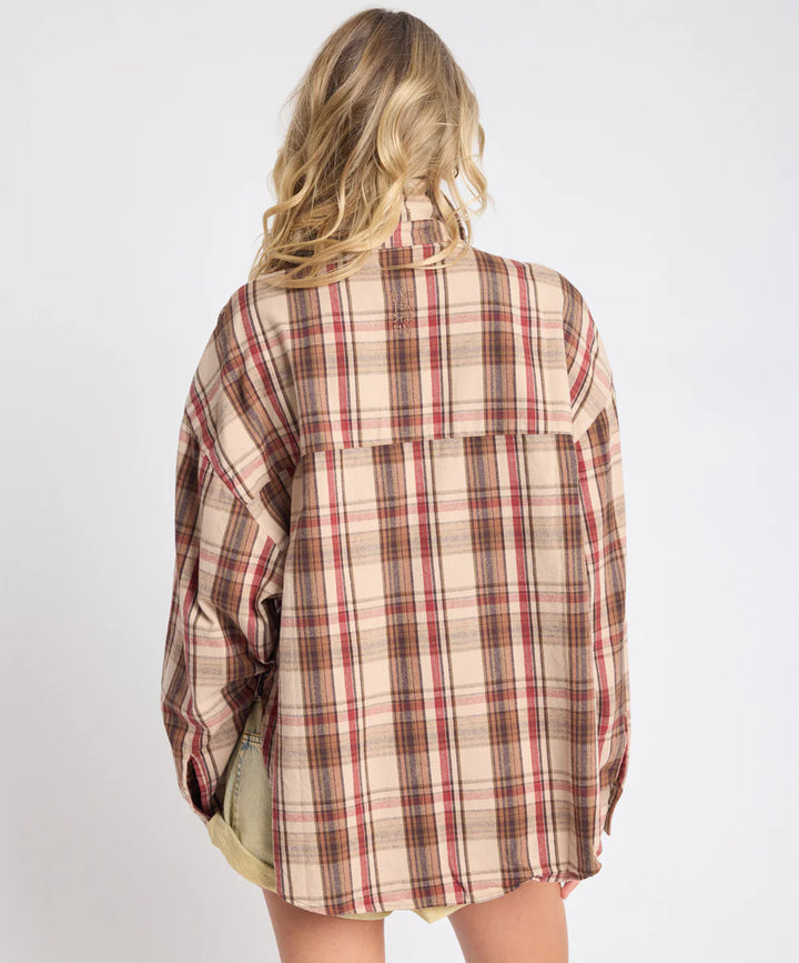 ONE TEASPOON Womens Prairie Check Daria Shirt in Sand Check, WOMENS TOPS & SHIRTS, OneTeaspoon, Elwood 101