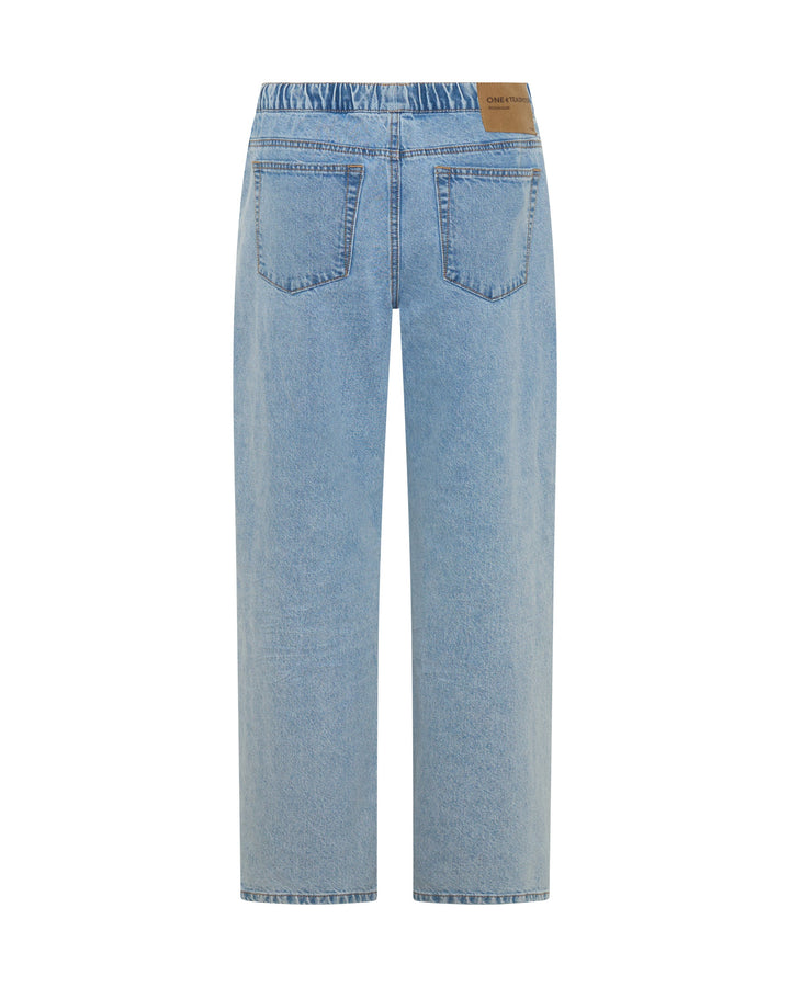 ONE TEASPOON Womens Roadhouse Mid Waist Drawstring Wide Leg Denim Jean in Riviera Blue, WOMENS DENIM, OneTeaspoon, Elwood 101