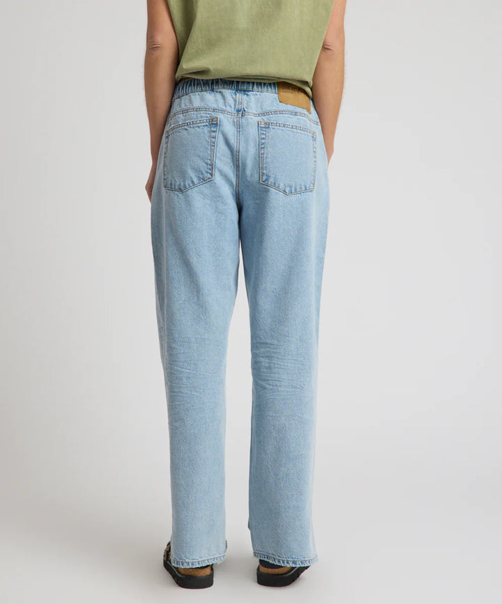 ONE TEASPOON Womens Roadhouse Mid Waist Drawstring Wide Leg Denim Jean in Riviera Blue, WOMENS DENIM, OneTeaspoon, Elwood 101