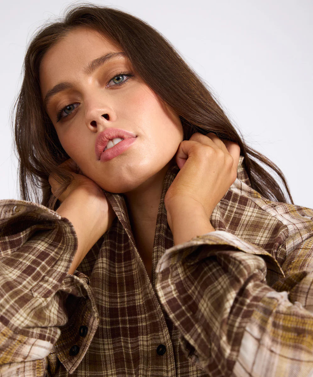 ONE TEASPOON Womens Rodeo Rust Patchwork Flannel Shirt in Brown, WOMENS TOPS & SHIRTS, OneTeaspoon, Elwood 101