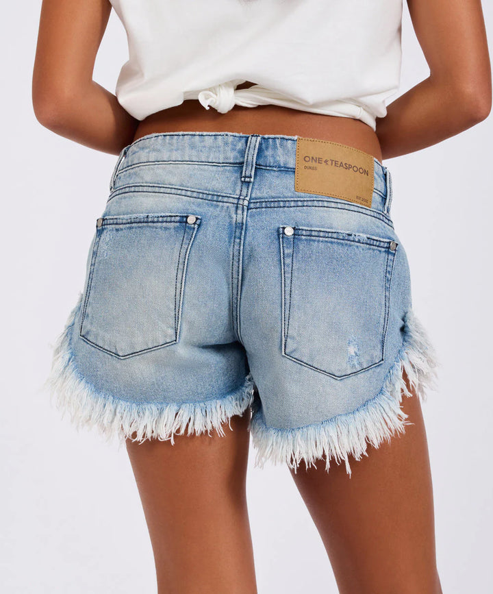 ONE TEASPOON Womens Salty Dukes Low Waist Denim Shorts - Blue