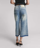 ONE TEASPOON Womens Sunset Blue 720's Mid Waist Long Length Denim Shorts - Sunset Blue, WOMENS SHORTS, OneTeaspoon, Elwood 101