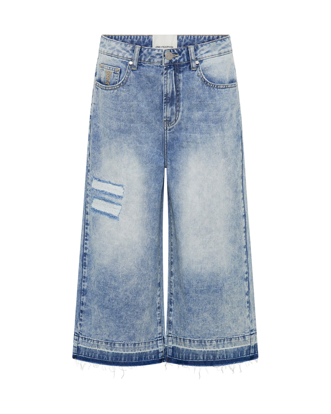 ONE TEASPOON Womens Sunset Blue 720's Mid Waist Long Length Denim Shorts - Sunset Blue, WOMENS SHORTS, OneTeaspoon, Elwood 101