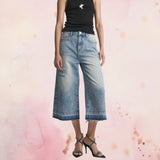 ONE TEASPOON Womens Sunset Blue 720's Mid Waist Long Length Denim Shorts - Sunset Blue, WOMENS SHORTS, OneTeaspoon, Elwood 101