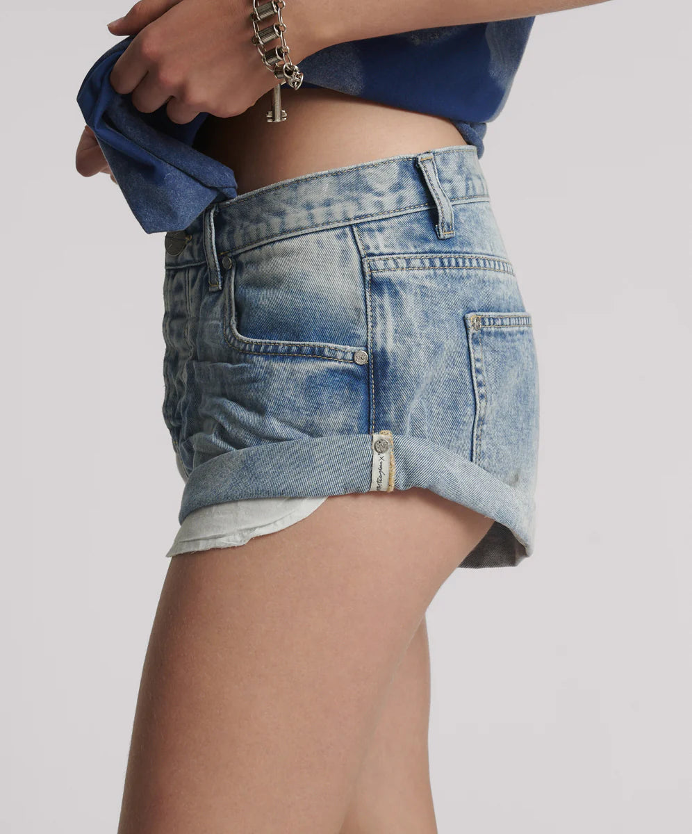 ONE TEASPOON Womens Sunset Blue Bandits Low Waist Denim Shorts - Sunset Blue, WOMENS SHORTS, OneTeaspoon, Elwood 101