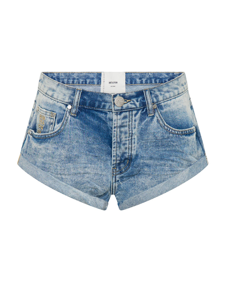 ONE TEASPOON Womens Sunset Blue Bandits Low Waist Denim Shorts - Sunset Blue, WOMENS SHORTS, OneTeaspoon, Elwood 101